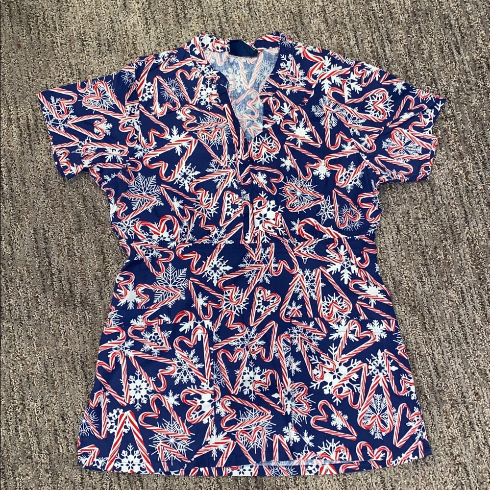 Sanibel Scrubs XS Candy Cane Scrub Top
